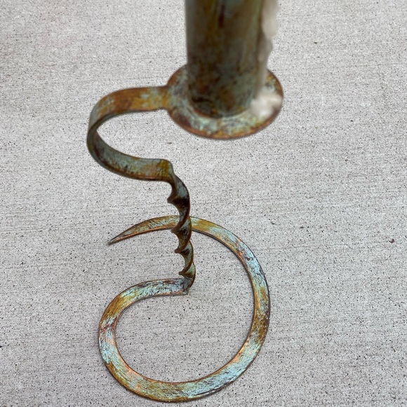 Metal Candleholder Aged Patina Contemporary Style - Picture 2 of 5